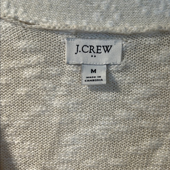 J. Crew Cream Button-Front V-Neck Cardigan Medium Cotton Blend Spring - Picture 2 of 4